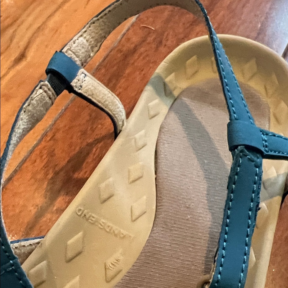 Lands' End Blue-Green Strappy Comfort Sandals - Picture 5 of 6